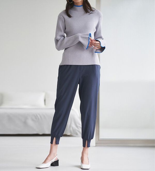 RANAN（ラナン）の「配色使いフレアー袖プチハイネックリブニット（ニット・セーター）」｜詳細画像