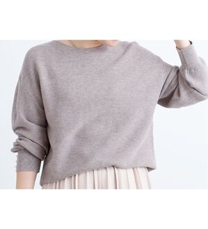 BELLUNA（ベルーナ）の「袖口パール使いもちもちニットプルオーバー（ニット・セーター）」｜杢モカ