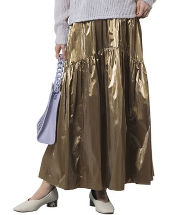 RANAN（ラナン）の「メタリックラウンドティアードスカート（ロングスカート）」