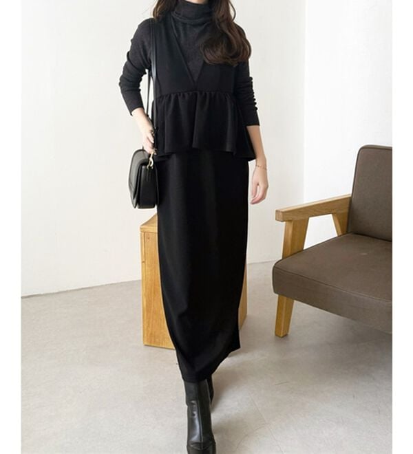 GeeRA（ジーラ）の「【再入荷】楽ちん！ペプラムジャンパースカート（ジャンパースカート）」｜詳細画像