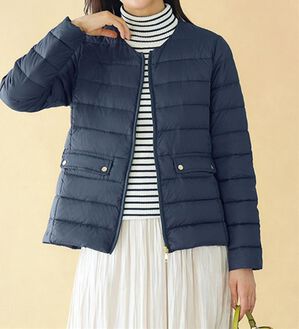 BELLUNA（ベルーナ）の「【ＦｕｗａｉｒＬｉｇｈｔ】ノーカラー軽量ダウンジャケット（ダウンコート・ジャケット・ベスト）」｜ネイビー