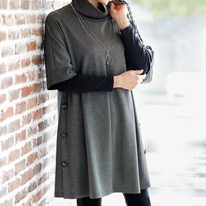 BELLUNA（ベルーナ）の「リブ使いサイドボタンデザインチュニック（チュニック）」｜詳細画像