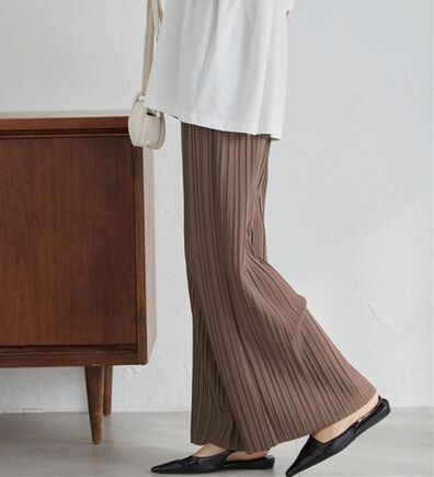 RANAN（ラナン）の「【セルフカットOK】ひんやりセミワイドプリーツパンツ（フルレングスパンツ）」