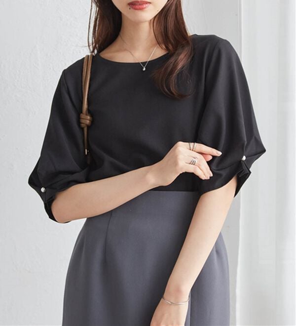 RANAN（ラナン）の「【ひんやり】袖タックデザインきれい見えブラウス（ブラウス）」｜詳細画像