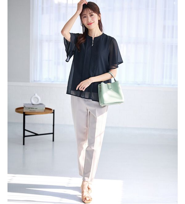 alotta（アロッタ）の「ピンタックパールボタンデザインブラウス（ブラウス）」｜詳細画像