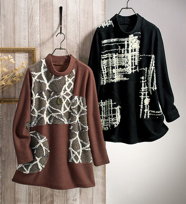 ルフラン（ルフラン）の「【２色組】圧縮ジャカード暖かチュニック（チュニック）」｜詳細画像