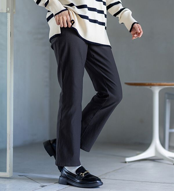 BELLUNA（ベルーナ）の「【選べる裏起毛】静電気防止！ブーツカットヘリンボーンパンツ（フルレングスパンツ）」｜詳細画像