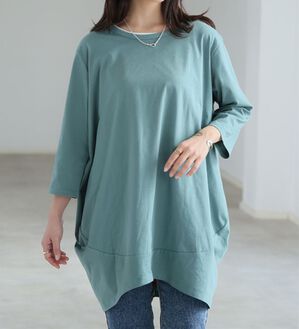 A HAPPY MARILYN（アハッピーマリリン）の「【Ｍ～８Ｌ】選べる袖！コク－ンシルエットチュニック（チュニック）」｜ペパーミント