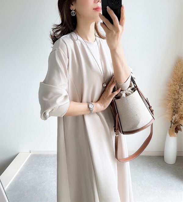 GeeRA（ジーラ）の「【再入荷】1枚で決まる！ハーフジップフレアワンピース（カットソーワンピース）」｜詳細画像