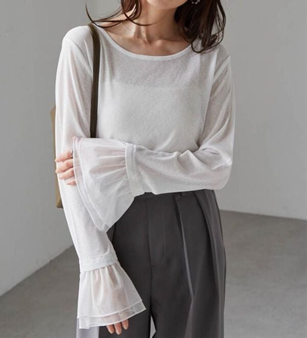 RANAN（ラナン）の「フレアーチュール袖スラブシアーＴ（カットソー）」｜詳細画像