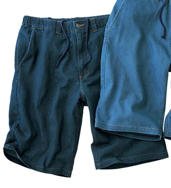 「＜ヒヤロン＞接触冷感ストレッチハーフパンツ（メンズハーフパンツ）」｜インディゴ