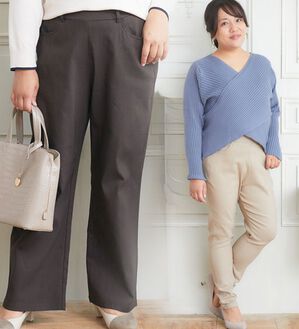 A HAPPY MARILYN（アハッピーマリリン）の「【Ｌ～８Ｌ／選べるデザイン】ストレッチ裏起毛美脚パンツ（テーパードパンツ）」｜詳細画像