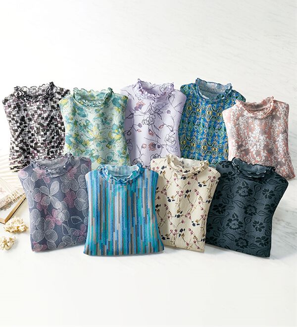 BELLUNA（ベルーナ）の「楊柳素材プリントハイネックプルオーバー（カットソー）」｜詳細画像