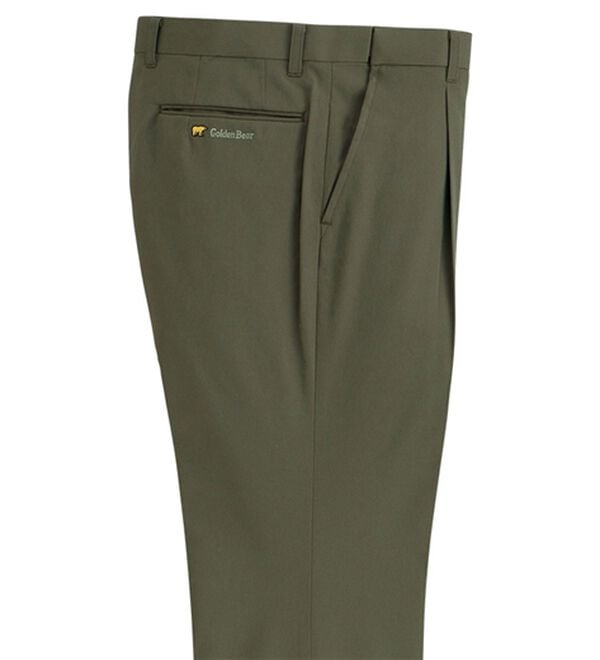「＜ゴールデンベア＞しわになりにくい綿タッチスラックス（メンズスラックス）」｜カーキ