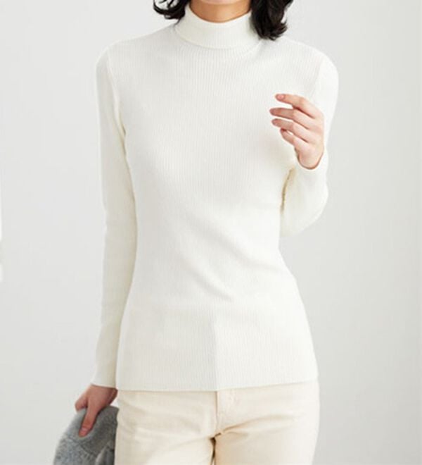 BELLUNA（ベルーナ）の「リブニットタートルプルオーバー（ニット・セーター）」｜詳細画像