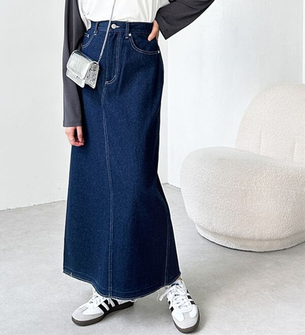 GeeRA（ジーラ）の「バックスリットデニムロングスカート（ロングスカート）」｜詳細画像