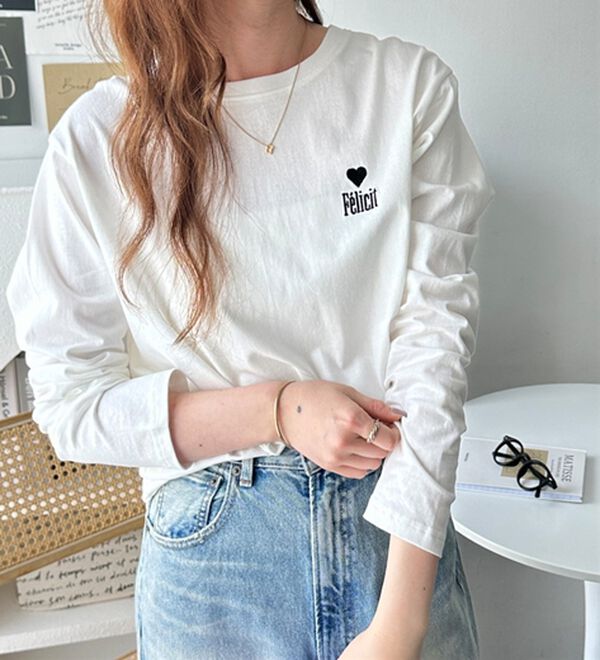 GeeRA（ジーラ）の「ハートデザイン刺繍ロンＴ（カットソー）」｜詳細画像