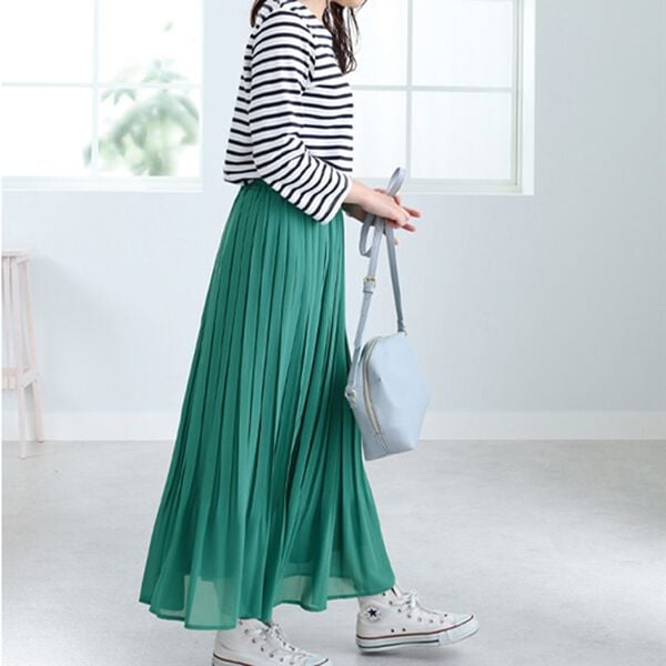 BELLUNA（ベルーナ）の「プリーツデザインカラースカート（ロングスカート）」｜詳細画像