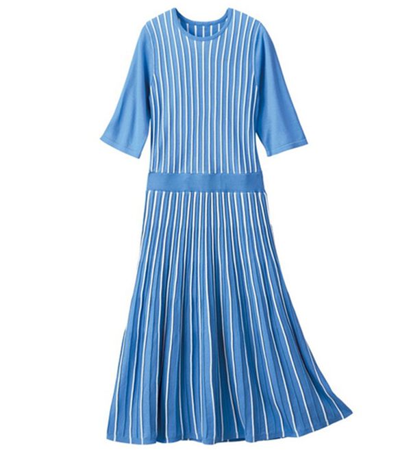 VINNO（ヴィノ）の「カーデ&times;プリーツニットワンピースセット（アンサンブル）」｜詳細画像