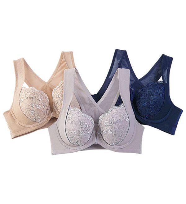 LAVIENNE（ラヴィエンヌ）の「【３色組】スキッと美姿勢ブラ（ブラジャー）」｜ネイビー系3色組