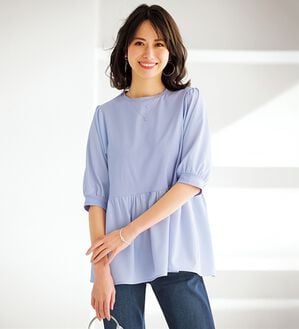 BELLUNA（ベルーナ）の「異素材切替ペプラムチュニック（チュニック）」｜ラベンダー