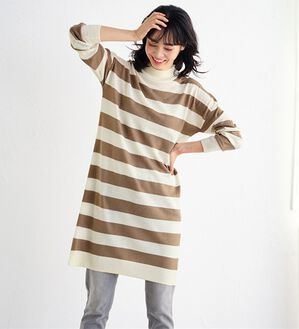 RANAN（ラナン）の「カシミヤタッチニットワンピース（ニットワンピース）」｜モカボーダー