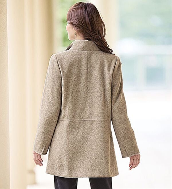 BELLUNA（ベルーナ）の「ミックス調ウール混素材チェック使い切替コート（ハーフコート）」｜詳細画像