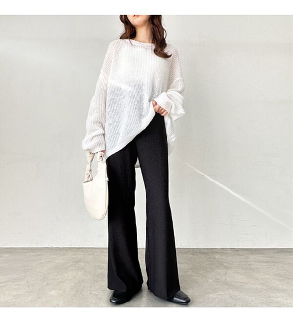 GeeRA（ジーラ）の「セルフカット美脚魅せセミフレアパンツ（フルレングスパンツ）」｜詳細画像