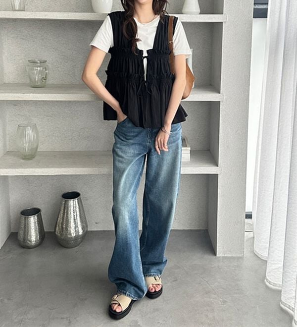 GeeRA（ジーラ）の「ギャザーリボンノースリブラウス（ブラウス）」｜詳細画像