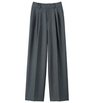 ルフラン（ルフラン）の「こ綺麗でこなれたウールライクパンツ（フルレングスパンツ）」｜杢チャコール