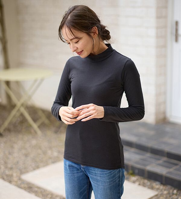 LAVIENNE（ラヴィエンヌ）の「【うす・軽・温】綿１００％吸湿発熱あったかタートルネックインナー（肌着・インナーウェア）」｜詳細画像