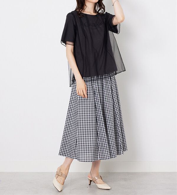 BELLUNA（ベルーナ）の「チュール重ねロゴプリントプルオーバー（カットソー）」｜詳細画像