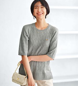 BELLUNA（ベルーナ）の「軽やか綿混！ケーブルニットプルオーバー（ニット・セーター）」｜詳細画像