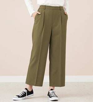 BELLUNA（ベルーナ）の「サラリ美脚見え！タック使いワイドパンツ（ワイドパンツ・ガウチョ）」｜カーキ