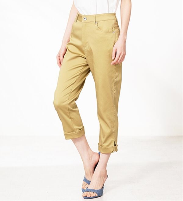 BELLUNA（ベルーナ）の「ヒンヤリ×サラリ速乾！綿サテンストレッチ裾リボンクロップドパンツ（クロップドパンツ）」｜詳細画像