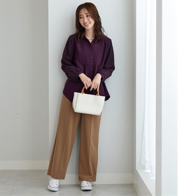 BELLUNA（ベルーナ）の「麻調素材袖レースブラウス（ブラウス）」｜詳細画像