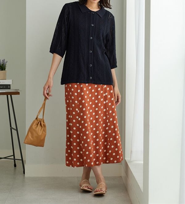 BELLUNA（ベルーナ）の「衿付き透かし編みニットカーディガン（ニットカーディガン）」｜詳細画像