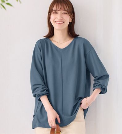 Viola e Viola（ヴィオラ エ ヴィオラ）の「細見えラインリップル切替トップス（カットソー）」