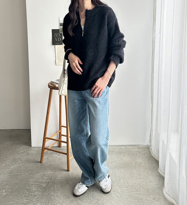 GeeRA（ジーラ）の「ハーフジップミックスニットプルオーバー（ニット・セーター）」｜詳細画像