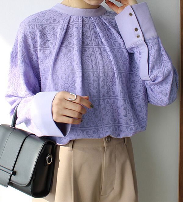 GeeRA（ジーラ）の「前後２ＷＡＹブロック柄レースシャツ（シャツ）」｜詳細画像