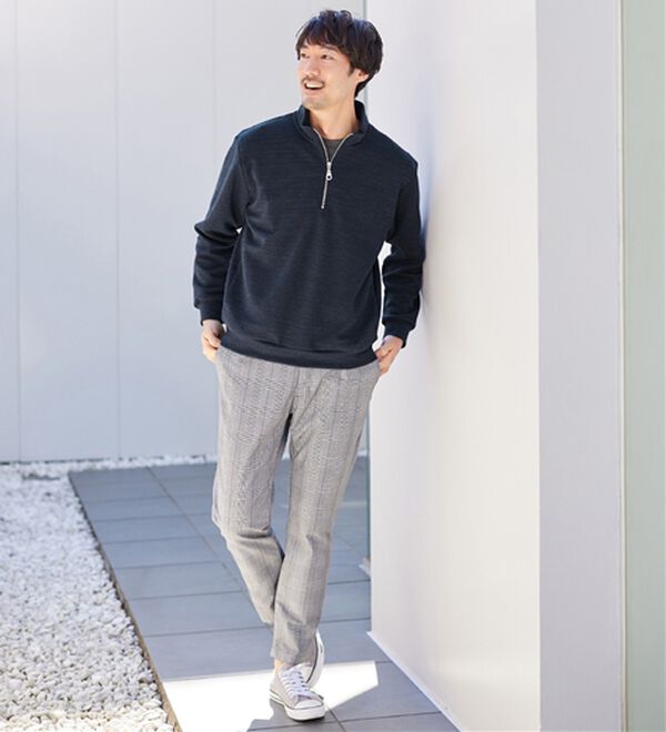 REMEN'S（リメンズ）の「鹿の子ハーフジップトレーナー（メンズトレーナー）」｜詳細画像