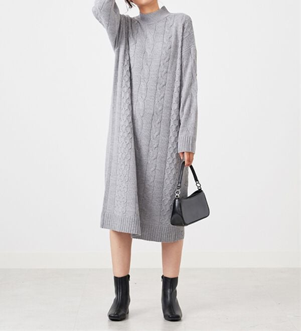 BELLUNA（ベルーナ）の「ケーブル柄ロング丈ニットワンピース（ニットワンピース）」｜詳細画像