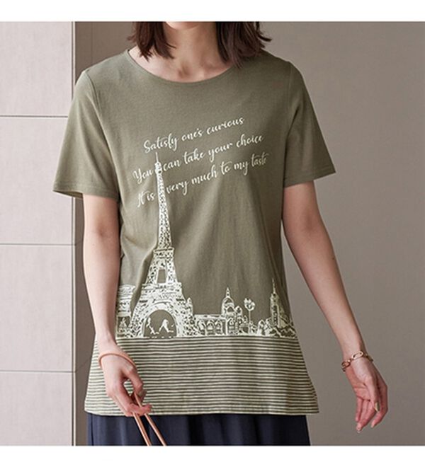 BELLUNA（ベルーナ）の「綿・テンセル（ＴＭ）繊維ロング丈プリントＴシャツ（Tシャツ）」｜詳細画像