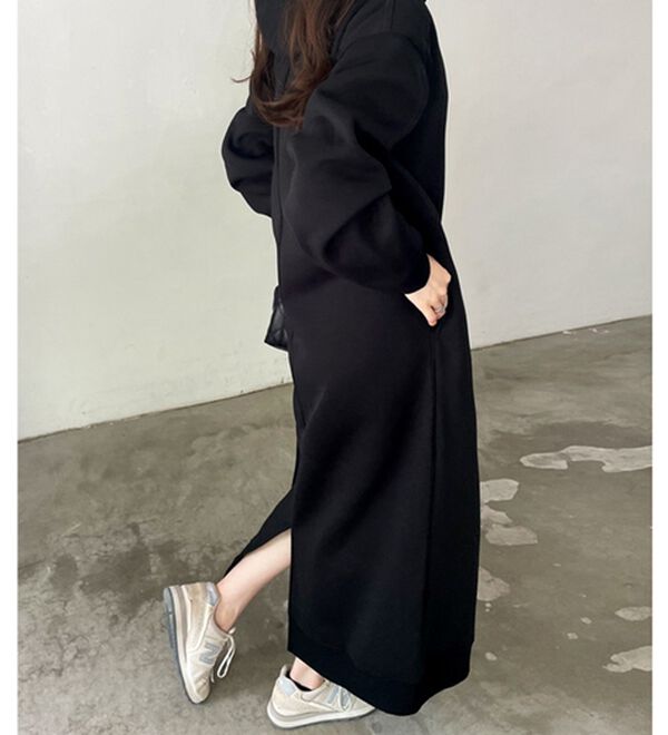 GeeRA（ジーラ）の「【あったか裏起毛】ハーフジップパーカーワンピース（カットソーワンピース）」｜詳細画像