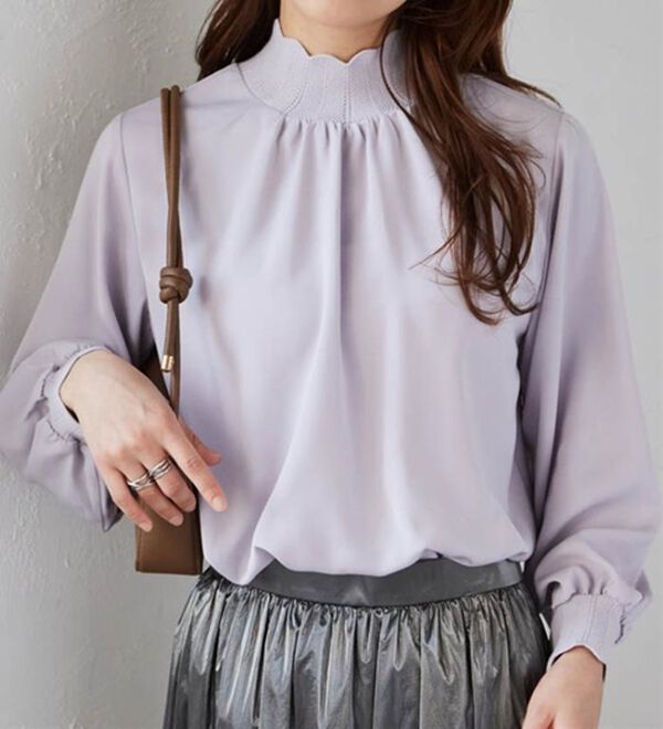 RANAN（ラナン）の「スカラップリブニット使いブラウス（ブラウス）」｜詳細画像