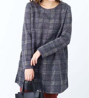 BELLUNA（ベルーナ）の「裏起毛素材チェック柄チュニック（チュニック）」｜グレンチェック