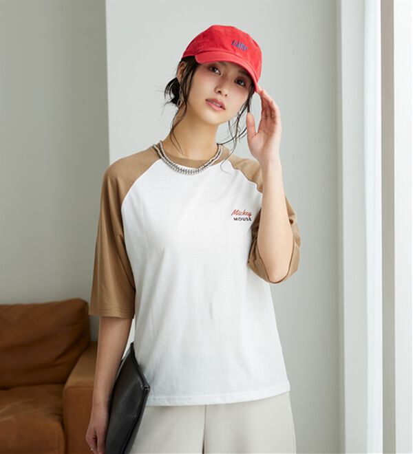 BELLUNA（ベルーナ）の「＜Ｄｉｓｎｅｙ＞【ミッキー】バックプリント７分丈ラグランＴシャツ（カットソー）」｜詳細画像