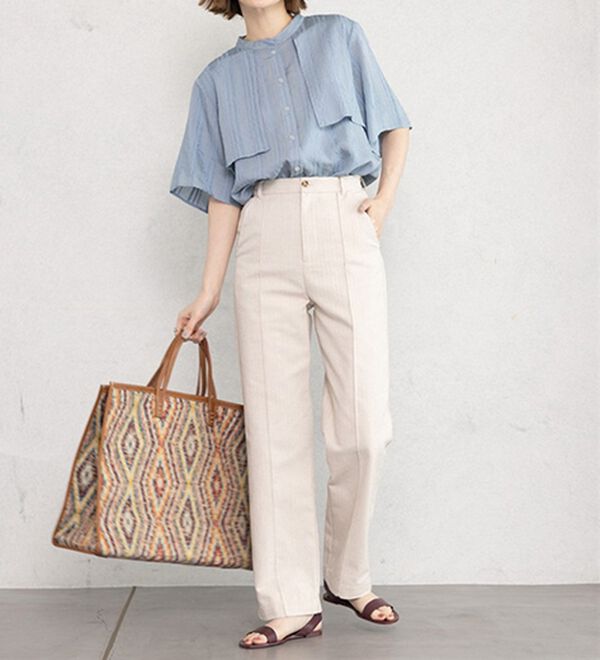 GeeRA（ジーラ）の「バンドカラーシアーストライプシャツ（シャツ）」｜詳細画像