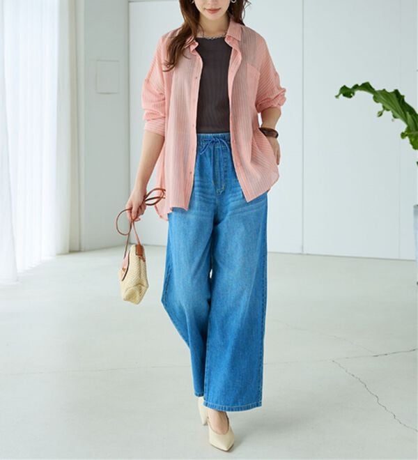 BELLUNA（ベルーナ）の「【接触冷感】透け感バックシャーリングシャツ（シャツ）」｜詳細画像