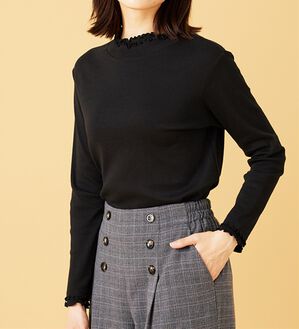 BELLUNA（ベルーナ）の「重ね着風フリル衿プルオーバー（カットソー）」｜黒&times;黒